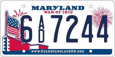 MD license plate 6AD7244
