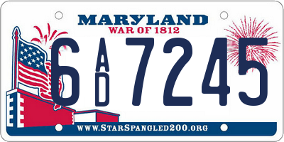 MD license plate 6AD7245