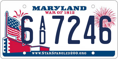 MD license plate 6AD7246