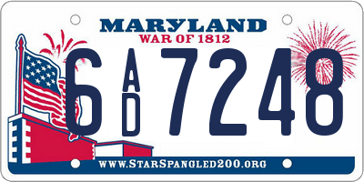 MD license plate 6AD7248