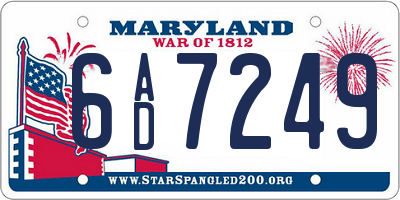 MD license plate 6AD7249