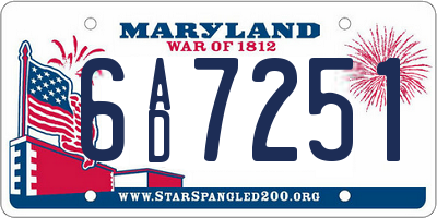 MD license plate 6AD7251