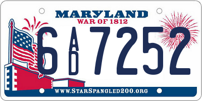 MD license plate 6AD7252