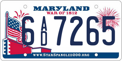 MD license plate 6AD7265