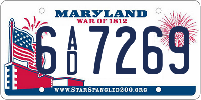 MD license plate 6AD7269