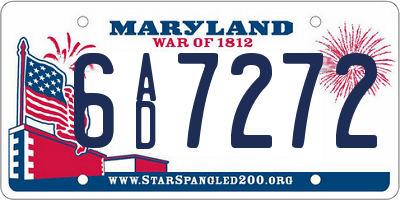 MD license plate 6AD7272