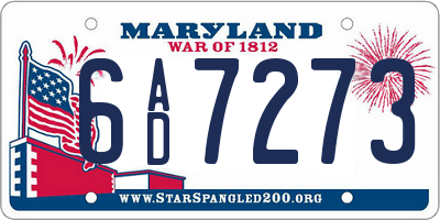 MD license plate 6AD7273