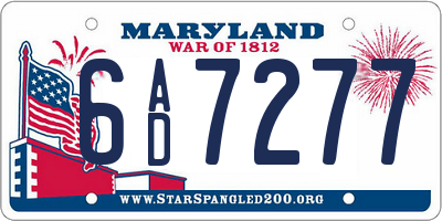 MD license plate 6AD7277