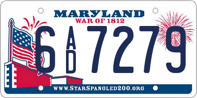 MD license plate 6AD7279