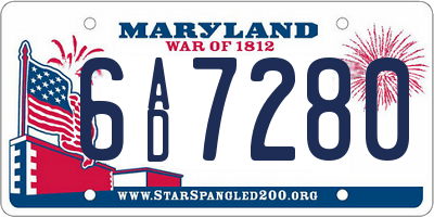 MD license plate 6AD7280