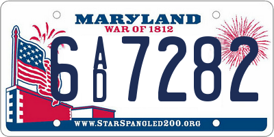 MD license plate 6AD7282