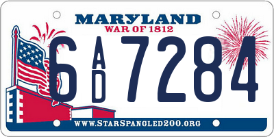 MD license plate 6AD7284