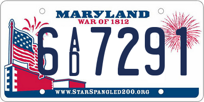 MD license plate 6AD7291