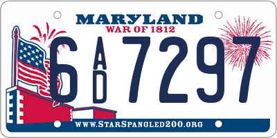 MD license plate 6AD7297
