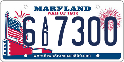 MD license plate 6AD7300