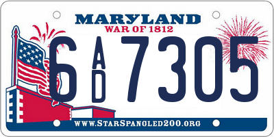 MD license plate 6AD7305