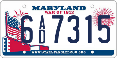 MD license plate 6AD7315