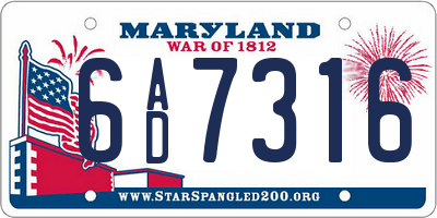 MD license plate 6AD7316