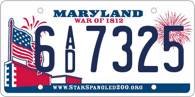 MD license plate 6AD7325