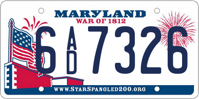 MD license plate 6AD7326