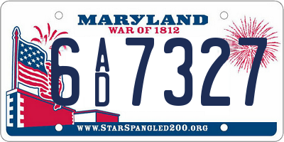 MD license plate 6AD7327