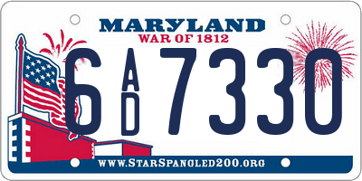 MD license plate 6AD7330