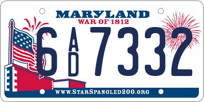MD license plate 6AD7332