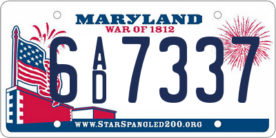 MD license plate 6AD7337