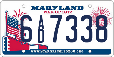 MD license plate 6AD7338