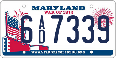 MD license plate 6AD7339
