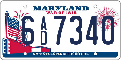 MD license plate 6AD7340