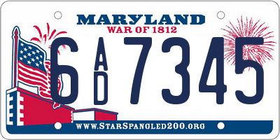 MD license plate 6AD7345