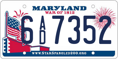 MD license plate 6AD7352