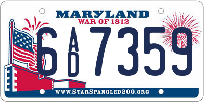 MD license plate 6AD7359