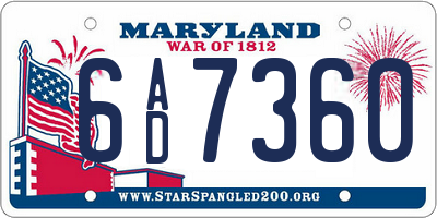 MD license plate 6AD7360