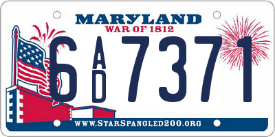 MD license plate 6AD7371