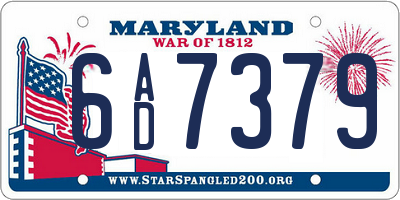 MD license plate 6AD7379