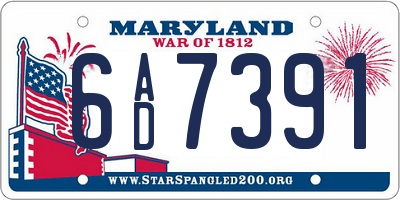 MD license plate 6AD7391
