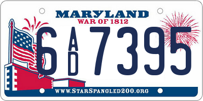 MD license plate 6AD7395