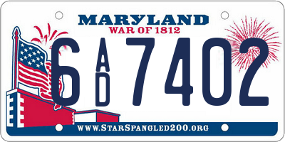 MD license plate 6AD7402
