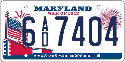 MD license plate 6AD7404