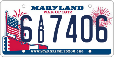 MD license plate 6AD7406