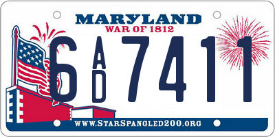 MD license plate 6AD7411