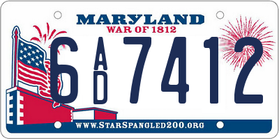 MD license plate 6AD7412