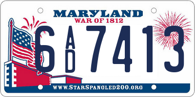 MD license plate 6AD7413