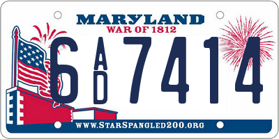 MD license plate 6AD7414