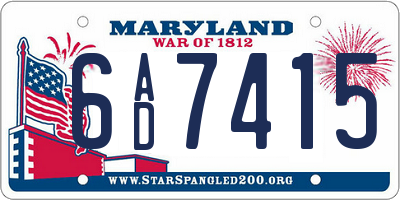 MD license plate 6AD7415