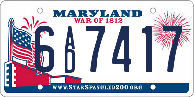 MD license plate 6AD7417