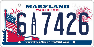 MD license plate 6AD7426