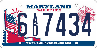 MD license plate 6AD7434